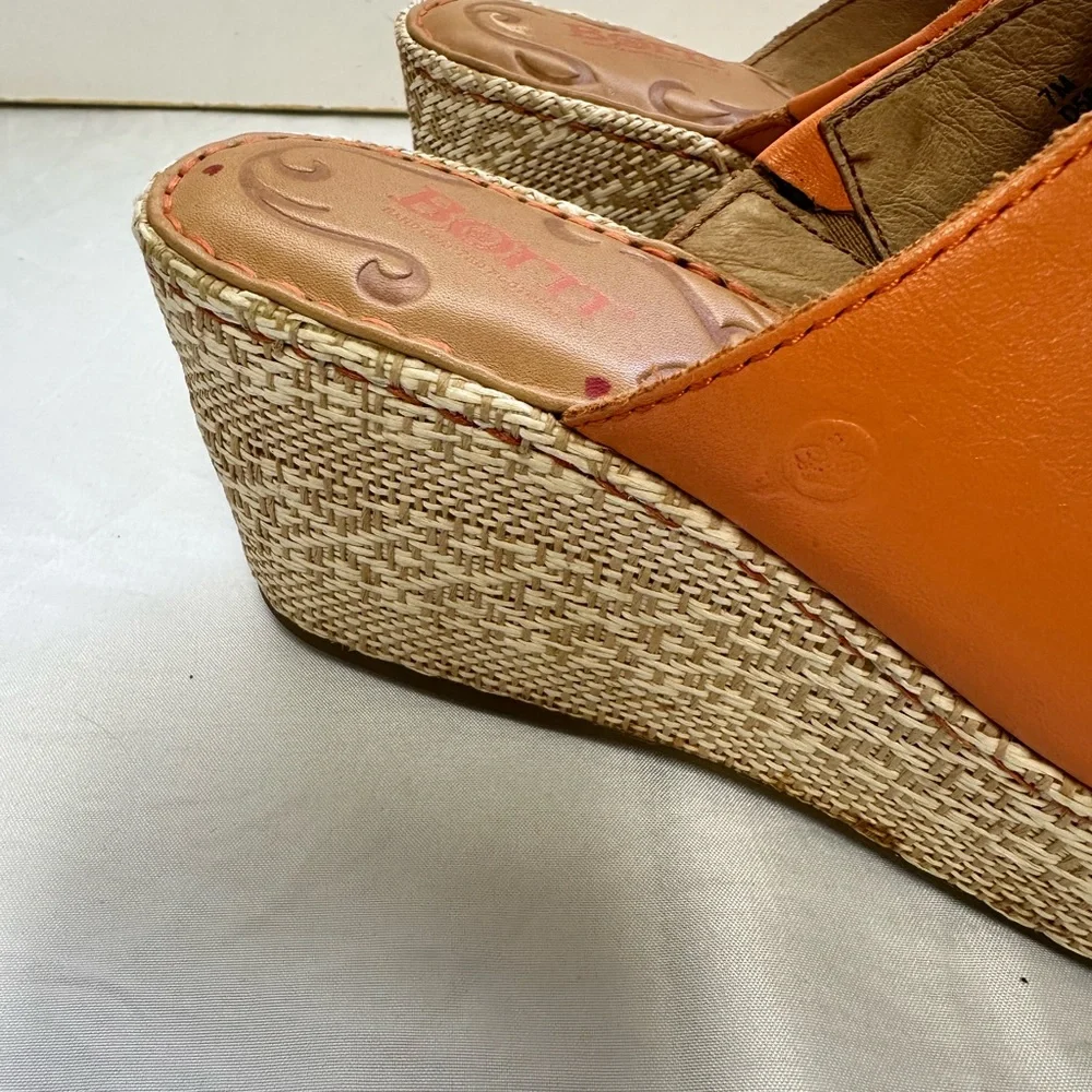 Born Orange Wedge Slides with Cork Heel - Picture 2 of 5
